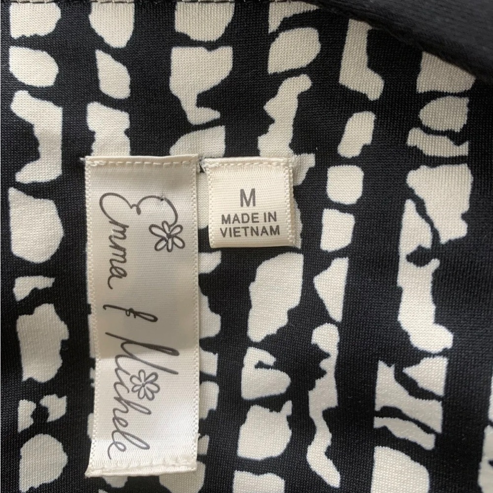 Emma & Michele Shift Dress Black & White Patterned 3/4 Sleeve US Med UK 12-14 - Picture 9 of 13